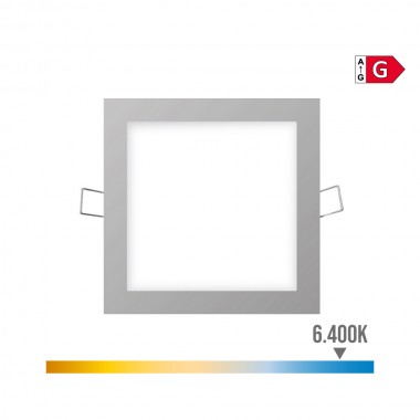 Mini downlight led empotrable cuadrado 6w 6400k luz fria. color cromo 11,7x11,7cm edm