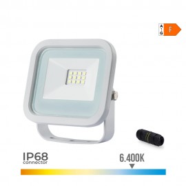 Foco proyector led blanco 10 w 800 lm 6400 k luz fria 9,2 x 2,7 x 8,1 cm