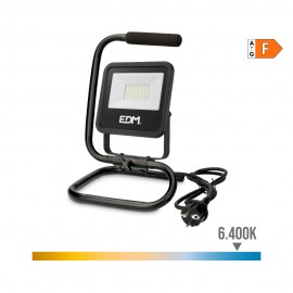 Foco proyector led con pie 30 w, 2370 lm, 6400 k, luz fria, black series 22 x 21 x 32 cm