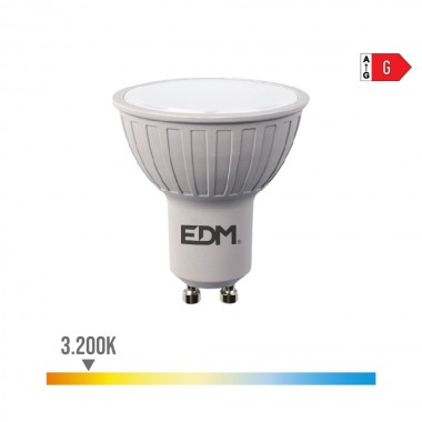 Bombilla dicroica led regulable gu10 6w 500lm 3200k luz calida ø5x5,5cm edm