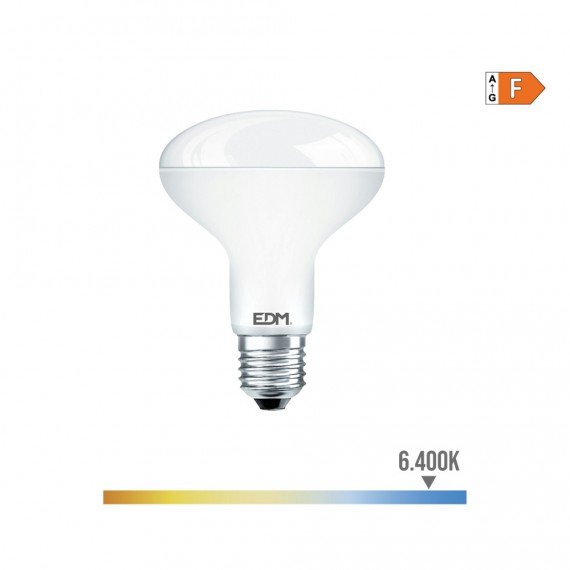 Bombilla reflectora led r80 e27 10w 810lm 6400k luz fria ø8x11cm edm