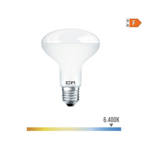 Bombilla reflectora led r80 e27 10w 810lm 6400k luz fria ø8x11cm edm