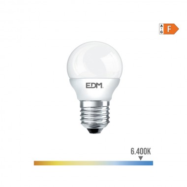 Bombilla esferica led e27 7w 600lm 6400k luz fria ø4,5x8cm edm