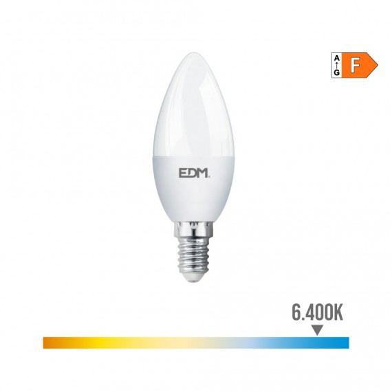 Bombilla vela led e14 7w 600lm 6400k luz fria ø3,5x10,7cm edm