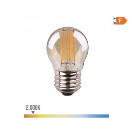 Bombilla esferica con filamento de led, cristal vintage e27 4,5w 400 lm 2000k luz calida ø4,5 x 7,8 cm
