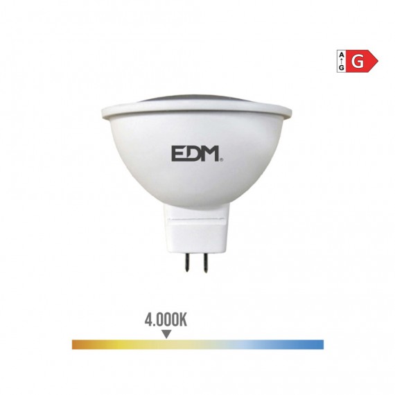 Bombilla dicroica led mr16 (gu5.3) 5w 12v 450lm 4000k luz dia ø5x5cm edm