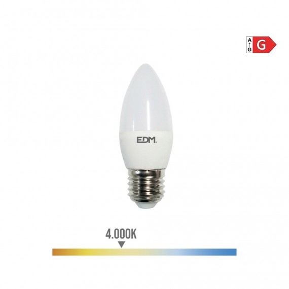 Bombilla vela led e27 5w 400lm 4000k luz dia ø3,5x10cm edm
