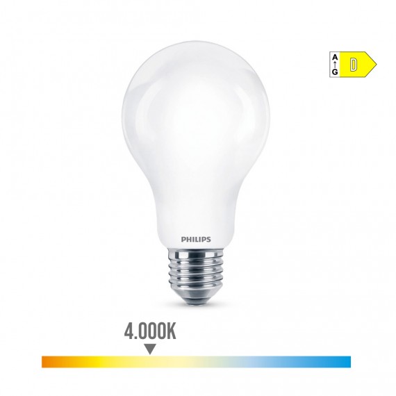 Bombilla standard led e27 13w 2000lm 4000k luz dia ø7x12,1cm. philips