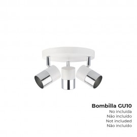 Foco 3 elementos modelo moon gu-10 (bombilla no incluida) color cromo+blanco hueso ø 20 x 12,6 cm