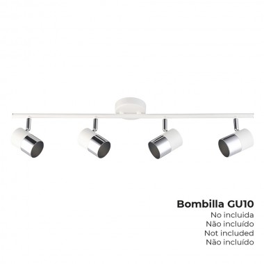 Foco halogeno 4 elementos color cromo+blanco hueso gu-10 modelo moon edm