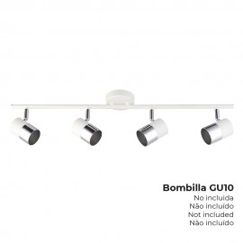 Foco 4 elementos modelo moon gu-10 (bombilla no incluida) color cromo+blanco hueso 70 x 7,6 x 15,2 cm