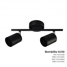 Foco 2 elementos gu10 50 w (bombilla no incluida) color negro 30 x 9 x 17 cm