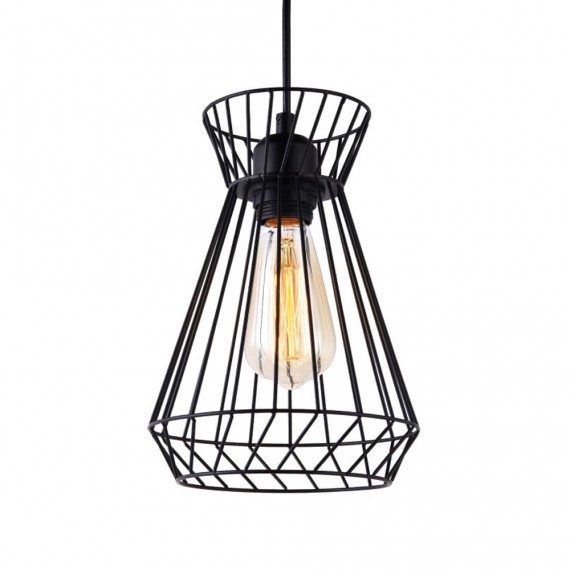 Lampara de techo metalica e27 60w color negro ø19x26x130cm edm