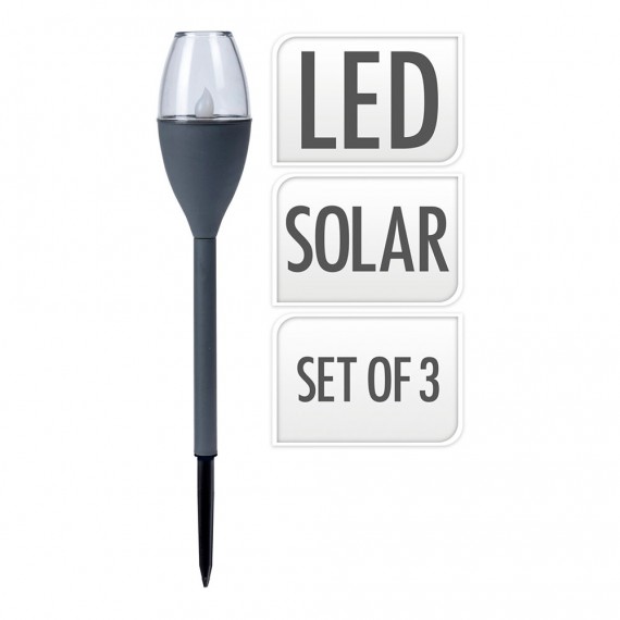 Set 3 lamparas solares color gris