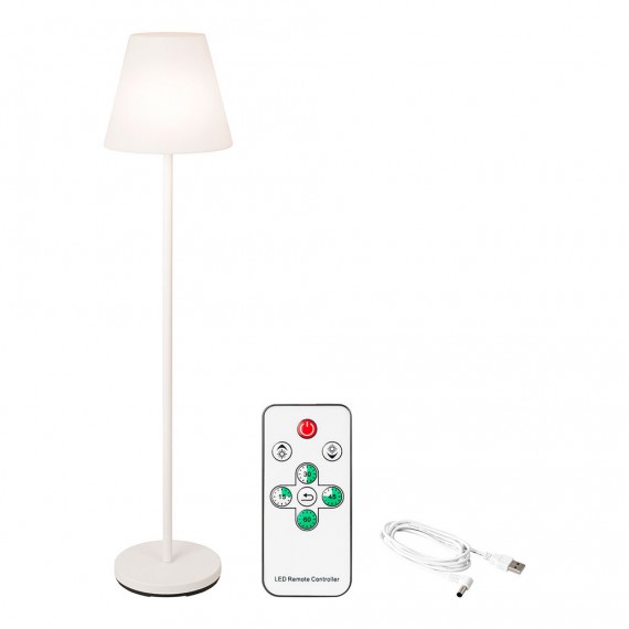 Lámpara de pie color blanco para exteior y interior recargable con mando a distancia 150cm 894460