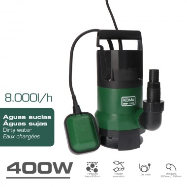 Bomba para extraccion de agua sucia 400w 17x33cm koma tools