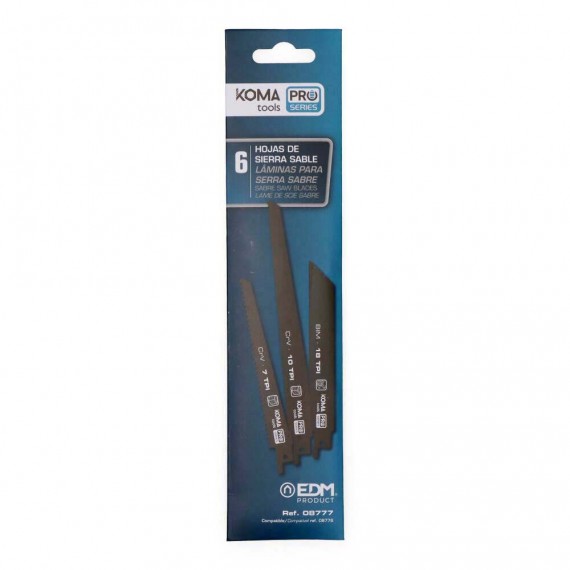 Kit 6 hojas de sierra de sable recambio para 08776 koma tools