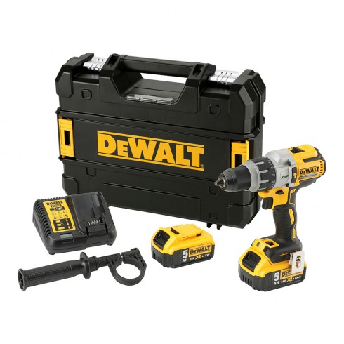 S.of. taladro percutor sin escobillas xr 18v xrp 13mm 95nm con 2 baterías li-ion 5ah y maletín tstak dcd996p2-qw dewalt