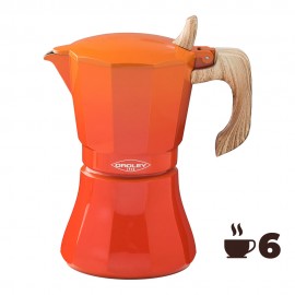 Cafetera petra naranja de aluminio de 6 tazas