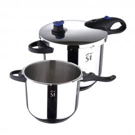 Olla a presión de acero inoxidable duero, 2 uds, ø22 cm, capacidad: 4 y 5,5 l