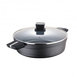 Olla baja de aluminio fundido ind con tapa bistro grey ø28 x 8 cm