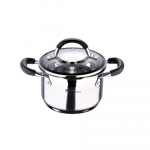 Olla ø16x10cm 1,8l de acero inoxidable con tapa foodies bgmp-1504-bk masterpro