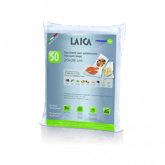 Paquete de 50 bolsas de conservacion al vacio 20x28cm vt3504 laica