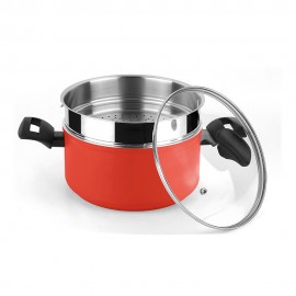 Olla maxima + tapa + steamer roja aluminio ø20 x 10 cm