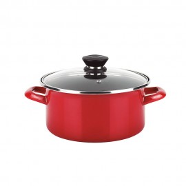 Olla optimax + tapa roja acero aisi 430 ø20 x 10 cm