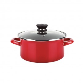 Olla optimax + tapa roja acero aisi 430 ø24 x 13 cm