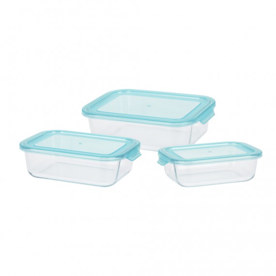 Set 3 fiambreras cristal tamaños varios 630ml, 1000ml y 1480ml.