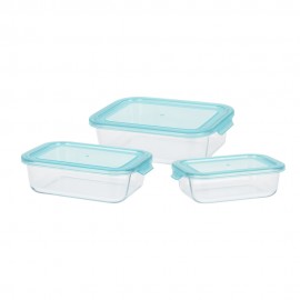 Set 3 fiambreras cristal tamaños varios 630 ml, 1000 ml y 1480 ml