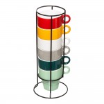 Set 6 tazas con soporte colores surtidos