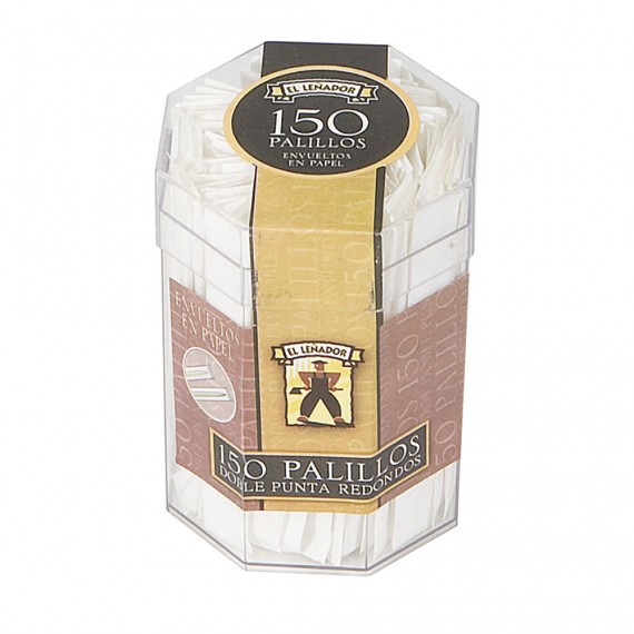 Cubilete plástico de 150 unid. palillos redondos el leñador (bandeja de 12 unid.)