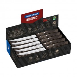 Cuchillos de asado polywood castaño expositor 60 uds