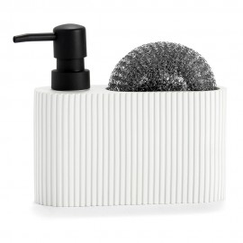 Dispensador pol con estropajo blanco/negro 16 x 5 x 15 cm