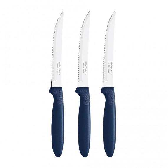 Juego de cuchillos para asado 3 piezas ipanema azul 21,3cm tramontina