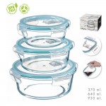 Set de 3 fiambreras de borosilicato redondas kozina