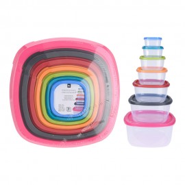 Fiambreras de plástico con tapa de colores, 7 uds