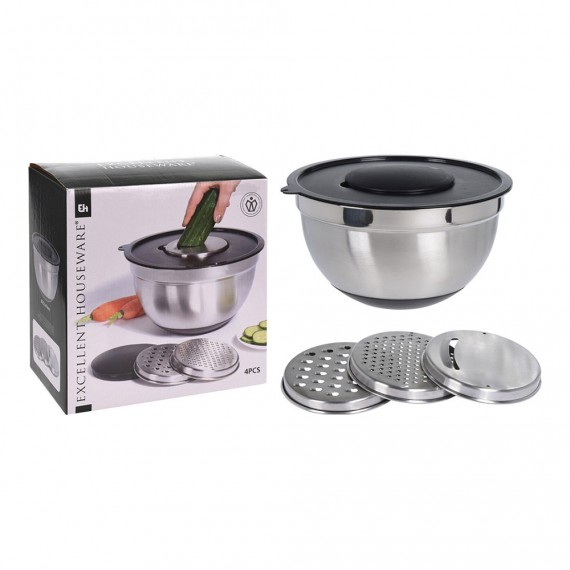 Ensaladera + 3 rallador, 25x25x14cm, a12405340. excellent houseware