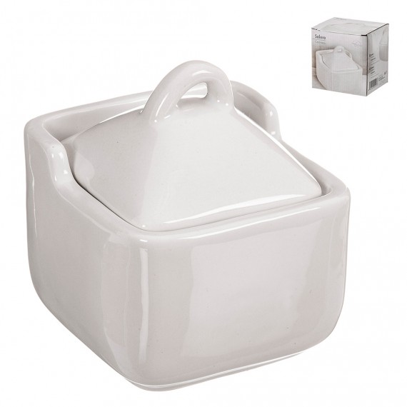 Salero ceramica clasico blanco 10x10x11,5 cm kozina