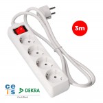 Base multiple 4 tomas t/tl 10/16a schuko + interruptor 3m 3x1,5mm edm