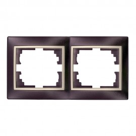 Marco para 2 elementos horizontal marco negro y aro perla 154x81x10mm serie europa solera erp72nu