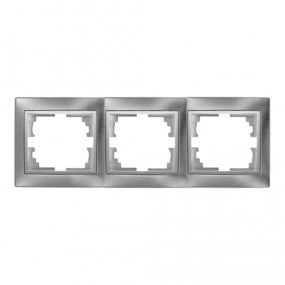 Marco para 3 elementos horizontal plata 225x81x10mm serie europa solera erp73au