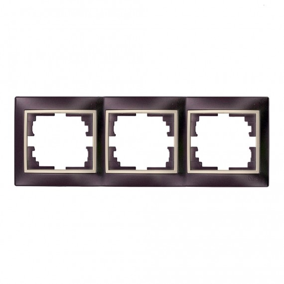 Marco para 3 elementos horizontal marco negro y aro perla 225x81x10mm serie europa solera erp73nu