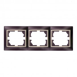 Marco para 3 elementos horizontal marco negro y aro perla 225x81x10mm serie europa solera erp73nu