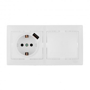 Kit de conmutador + base t/tl con usb + marco de 2 elementos 154x81x10mm serie europa solera kit-erp-room