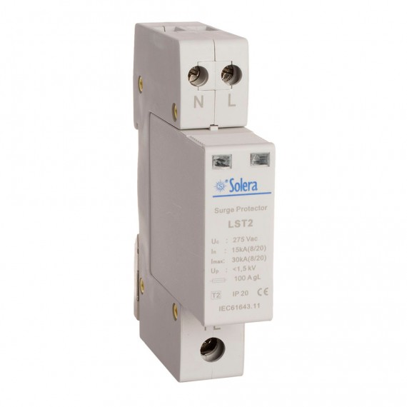 Protector sobretension 1p+n 30ka 275v transitorio 1 modulo solera (retractilado) lst2