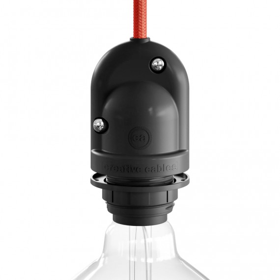Portalámparas para exterior e27 negro. ip65 (retractilado)