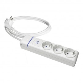 Prolongador con 3 tomas 2p+t, 16a 250v con interruptor luminoso, cable 1, 5 m.